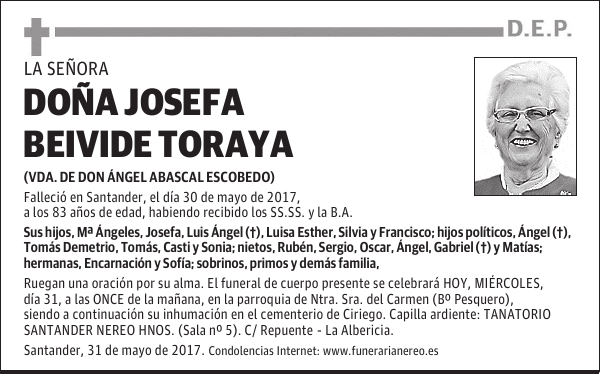 DOÑA JOSEFA BEIVIDE TORAYA