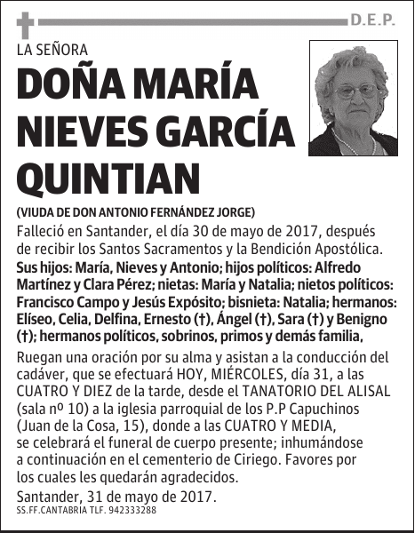 DOÑA MARÍA NIEVES GARCÍA QUINTIAN