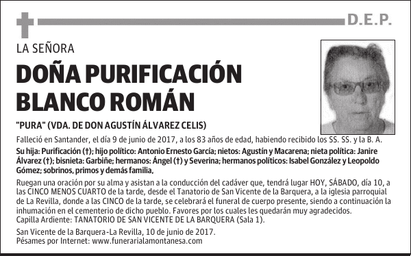 DOÑA PURIFICACIÓN BLANCO ROMÁN