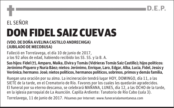 DON FIDEL SAIZ CUEVAS
