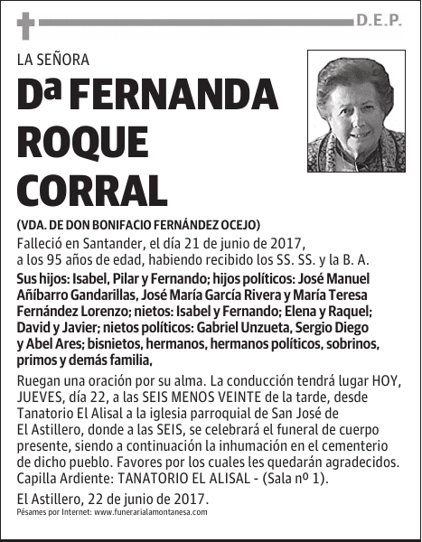 DOÑA FERNANDA ROQUE CORRAL