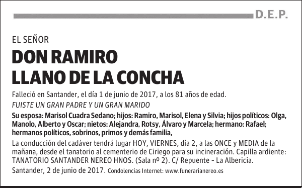 DON RAMIRO LLANO DE LA CONCHA