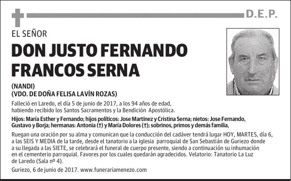 Don Justo Fernando Francos Serna