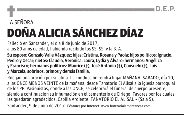 DOÑA ALICIA SÁNCHEZ DÍAZ