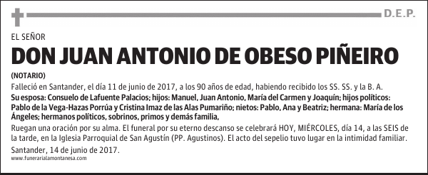 DON JUAN ANTONIO DE OBESO PIÑEIRO