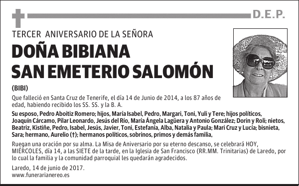 DOÑA BIBIANA SAN EMETERIO SALOMÓN