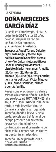 DOÑA MERCEDES GARCÍA DÍAZ