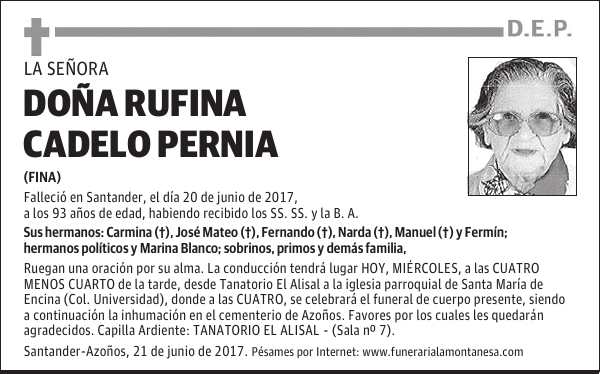 DOÑA RUFINA CADELO PERNIA
