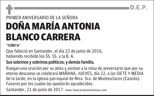 DOÑA MARIA ANTONIA BLANCO CARRERA