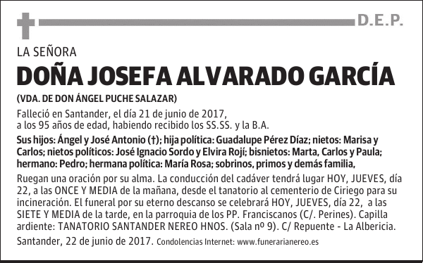DOÑA JOSEFA ALVARADO GARCÍA