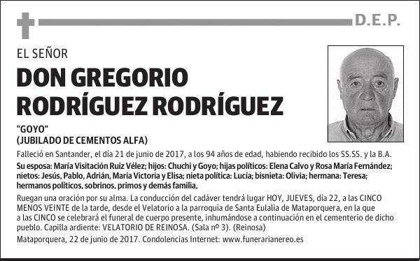 DON GREGORIO RODRIGUEZ RODRIGUEZ