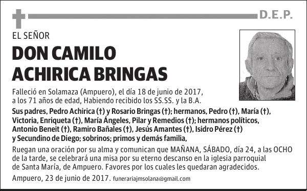 DON CAMILO ACHIRICA BRINCAS