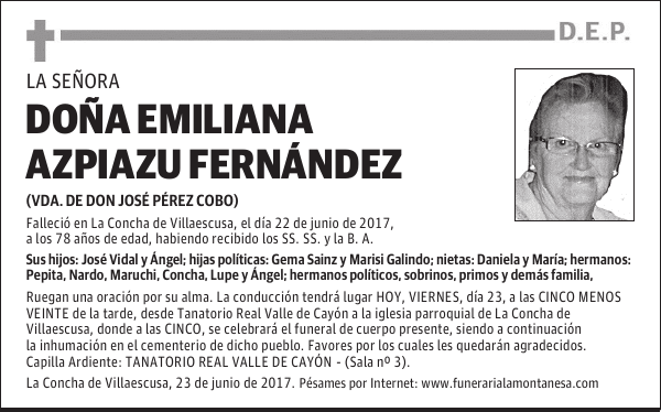 DOÑA EMILIANA AZPIAZU FERNÁNDEZ