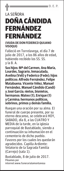 DOÑA CÁNDIDA FERNÁNDEZ FERNÁNDEZ