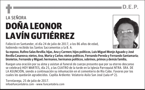 DOÑA LEONOR LAVÍN GUTIÉRREZ