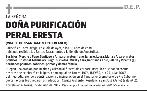Doña Purificación Peral Eresta