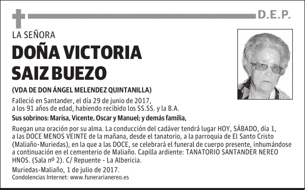DOÑA VICTORIA SAIZ BUEZO
