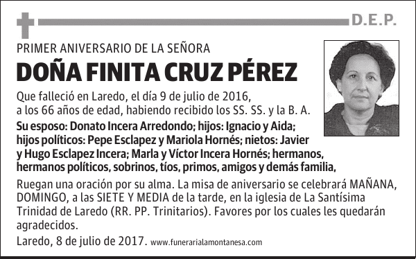 DOÑA FINITA CRUZ PÉREZ