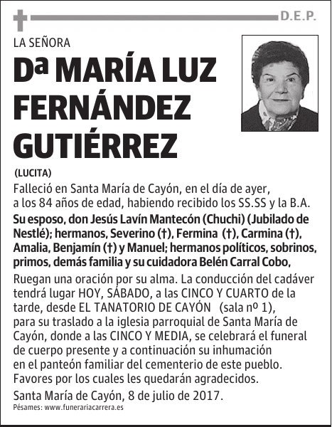 DOÑA MARIA LUZ FERNANDEZ GUTIERREZ