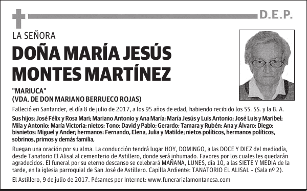 DOÑA MARÍA JESÚS MONTES MARTÍNEZ