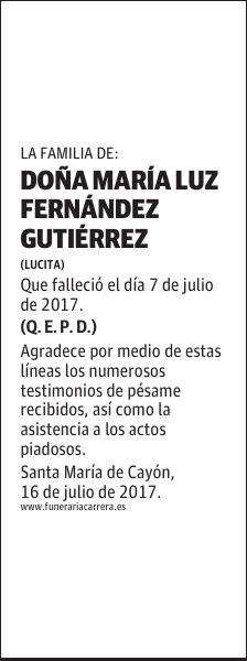 DOÑA MARíA LUZ FERNÁNDEZ GUTIÉRREZ
