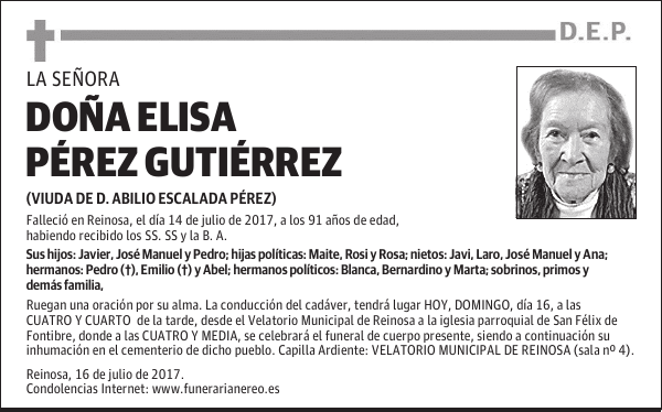 DOÑA ELISA PÉREZ GUTIÉRREZ