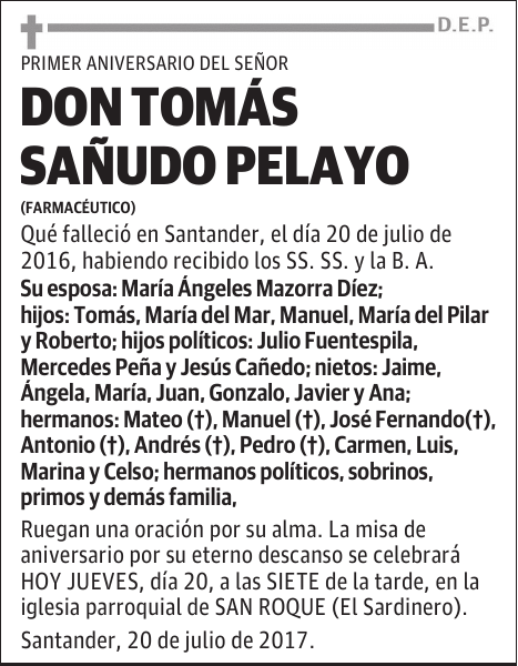 DON TOMÁS SAÑUDO PELAYO