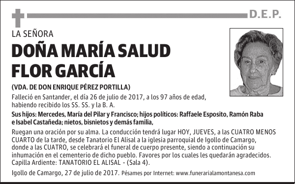 DOÑA MARIA SALUD FLOR GARCÍA