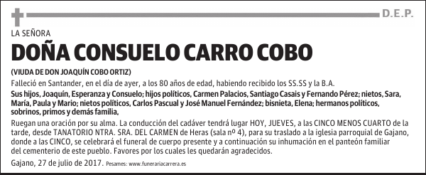 DOÑA CONSUELO CARRO COBO