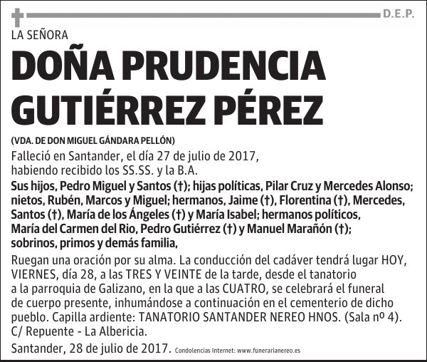 DOÑA PRUDENCIA GUTIERREZ PEREZ