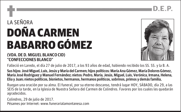 DOÑA CARMEN BABARRO GÓMEZ