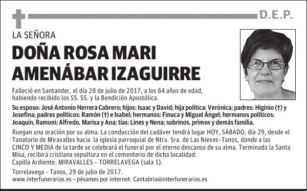 Dª. ROSA MARI AMENÁBAR IZAGUIRRE