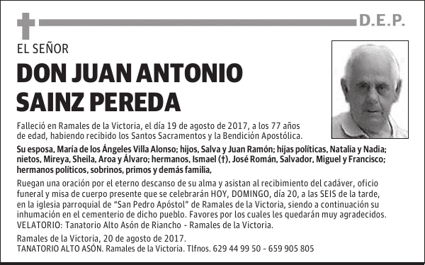 D. JUAN ANTONIO SAINZ PEREDA