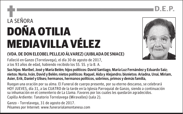 DOÑA OTILIA MEDIAVILLA VÉLEZ