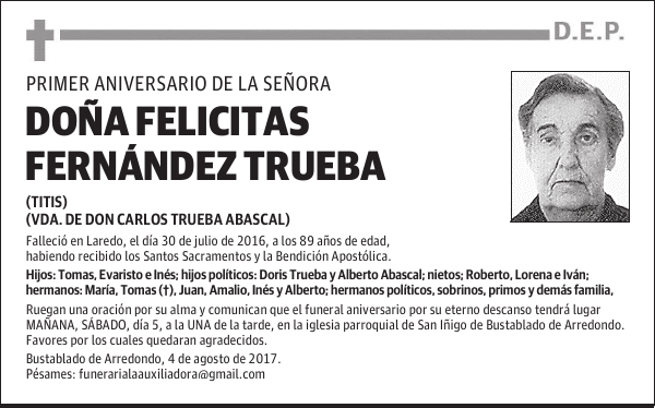 DOÑA FELICITAS FERNANDEZ TRUEBA