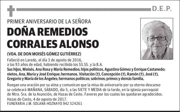 DOÑA REMEDIOS CORRALES ALONSO
