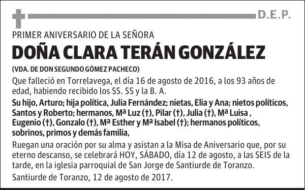 DOÑA CLARA TERÁN GONZÁLEZ