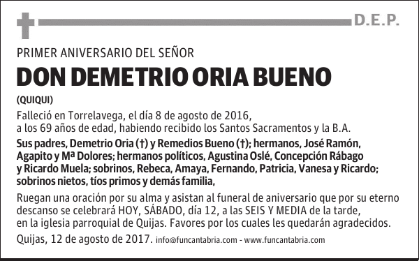 Don Demetrio Oria Bueno
