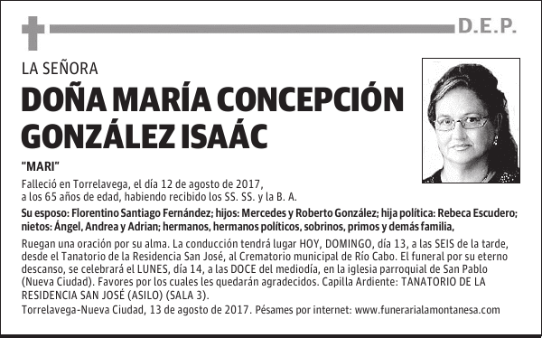DOÑA MARÍA CONCEPCIÓN GONZALEZ ISAAC