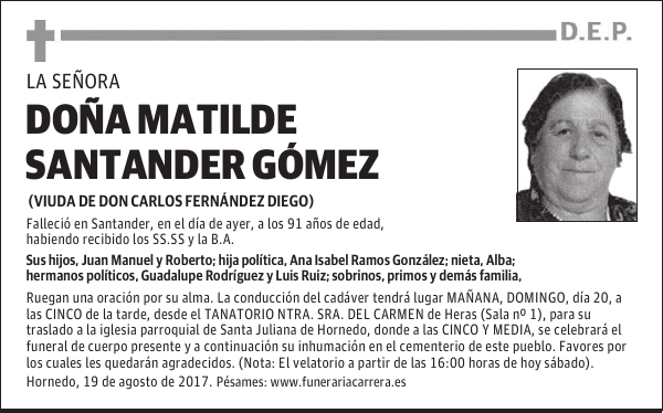 DOÑA MATILDE SANTANDER GOMEZ