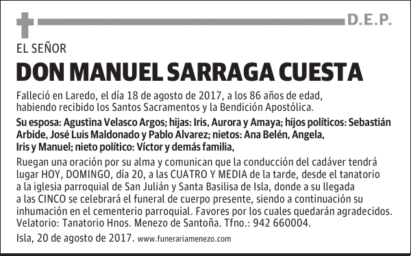 Don Manuel Sarraga Cuesta