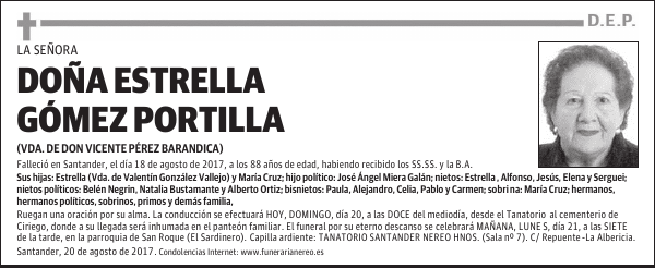 DOÑA ESTRELLA GÓMEZ PORTILLA
