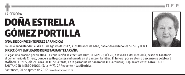 DOÑA ESTRELLA GÓMEZ PORTILLA