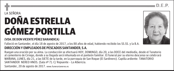 DOÑA ESTRELLA GÓMEZ PORTILLA