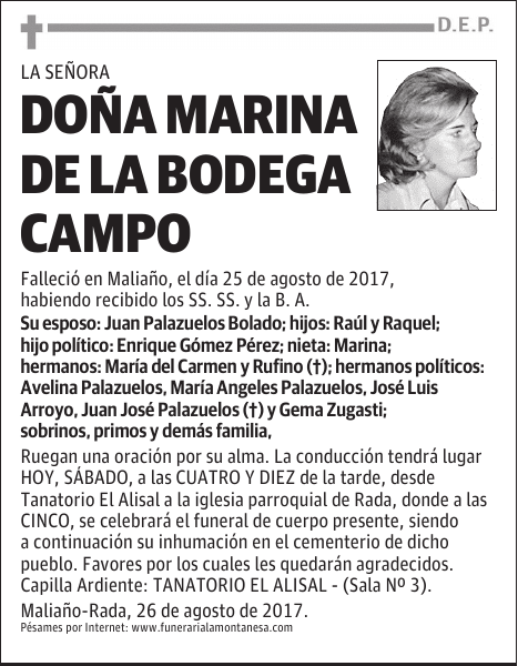 DOÑA MARINA DE LA BODEGA CAMPO