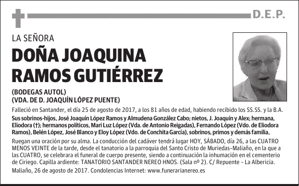 DOÑA JOAQUINA RAMOS GUTIERREZ