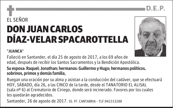 ON JUAN CARLOS DÍAZ -VELAR SPACAROTTELLA