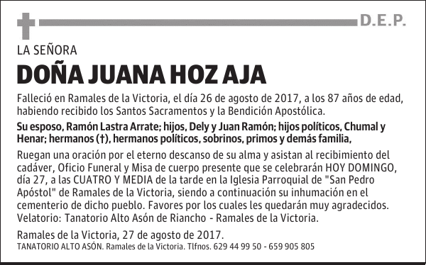 DOÑA JUANA HOZ AJA
