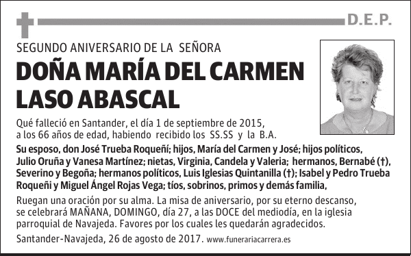 DOÑA MARIA DEL CARMEN LASO ABASCAL