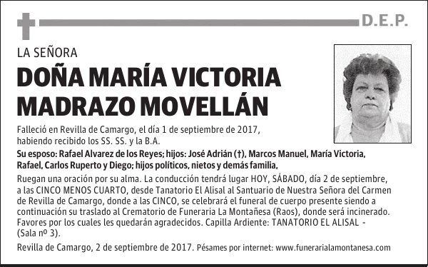 DOÑA MARÍA VICTORIA MADRAZO